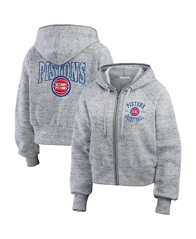 Wear by Erin Andrews Women's Heather Gray Detroit Pistons Speckled Radiator Full-Zip Hoodie