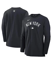 Nike Men's Navy New York Yankees Authentic Collection Lightweight Player Tri-Blend Performance Pullover Sweatshirt