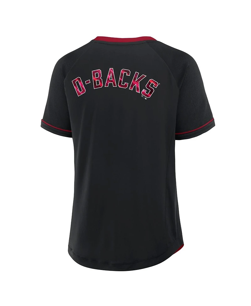 Fanatics Women's Black Arizona Diamondbacks League Diva Star Raglan V-Neck Top