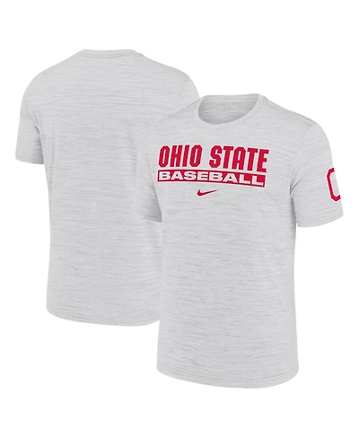 Nike Men's Ash Ohio State Buckeyes Velocity Baseball Wordmark Stack Performance T-Shirt