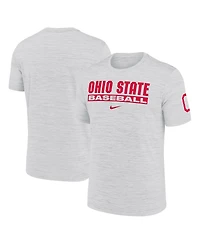 Nike Men's Ash Ohio State Buckeyes Velocity Baseball Wordmark Stack Performance T-Shirt