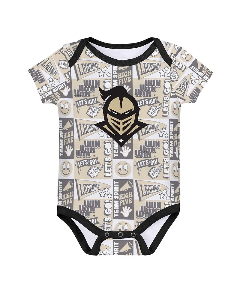 Outerstuff Newborn Gold/Black Ucf Knights Sunday Comics Bodysuit 3-Pack