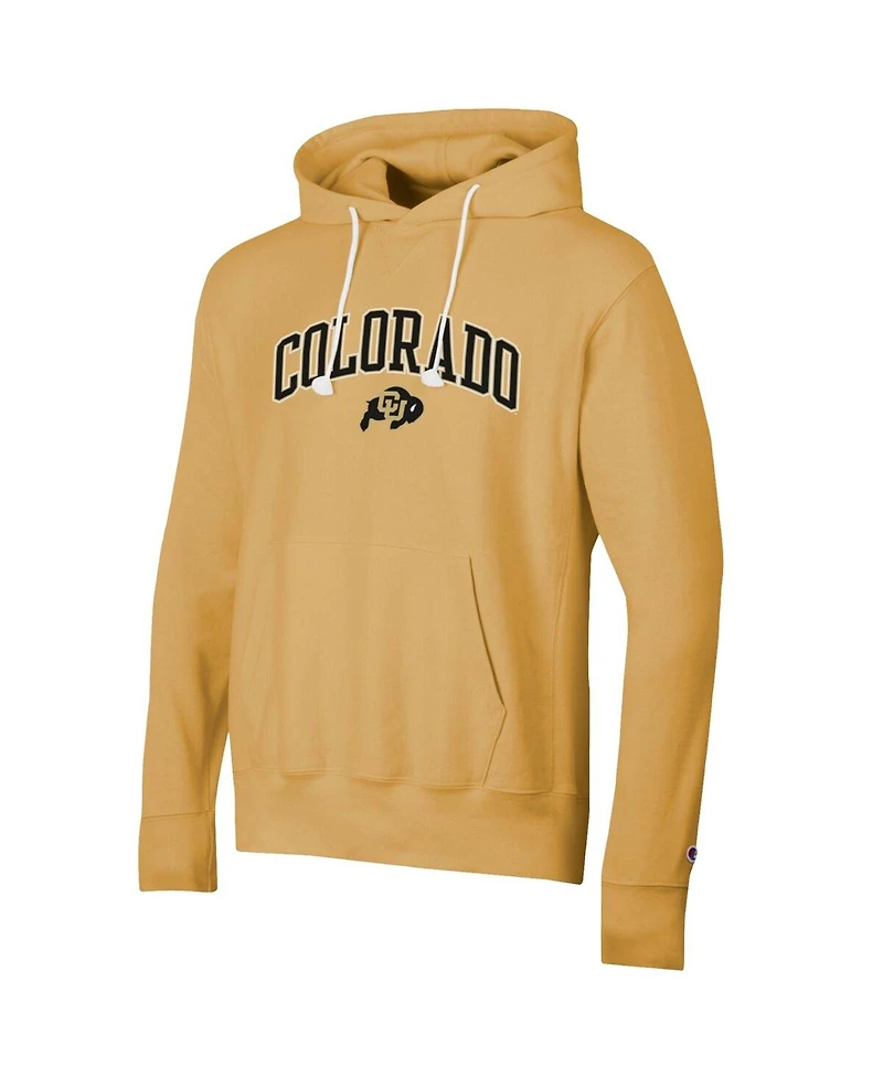 Champion Men's Gold Colorado Buffaloes Skinny Arch Over Vintage Wash Pullover Hoodie