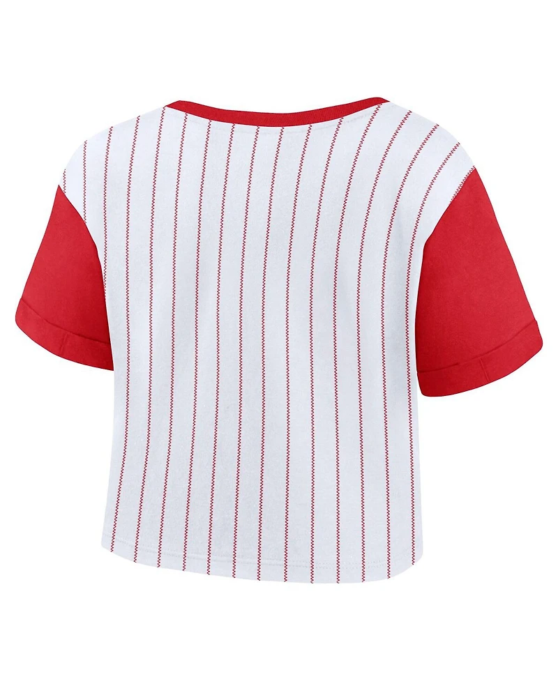 Fanatics Women's White/Red St. Louis Cardinals Large Logo Cropped T-Shirt
