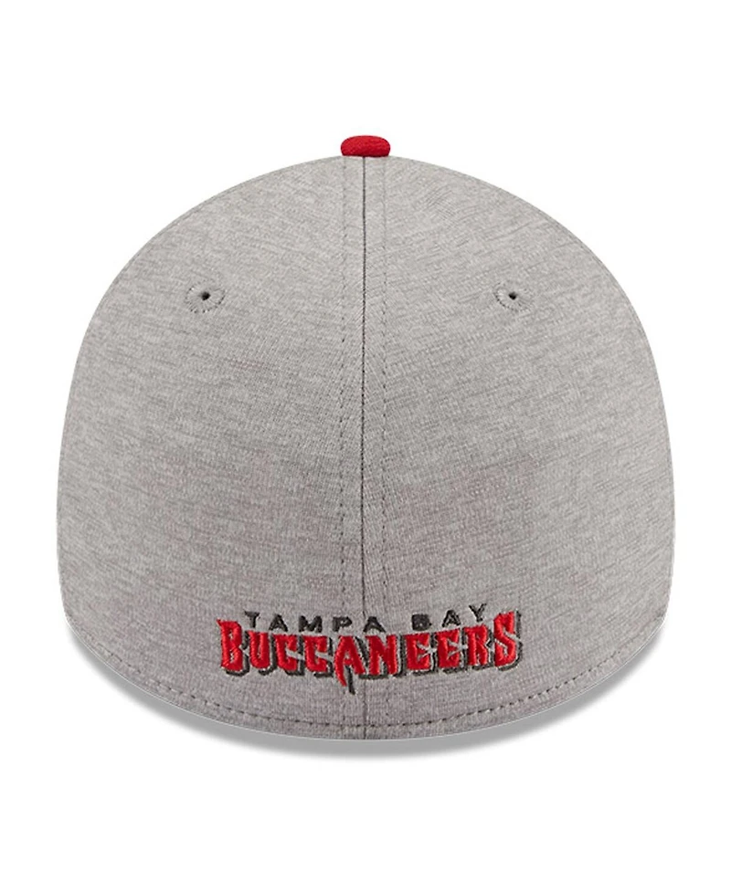 New Era Men's Heather Gray/Red Tampa Bay Buccaneers Striped 39THIRTY Flex Hat