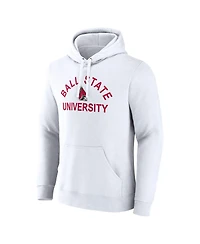 Fanatics Men's White Ball State Cardinals Primary Logo Pullover Hoodie