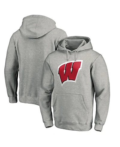 Fanatics Men's Gray Wisconsin Badgers Primary Logo Pullover Hoodie