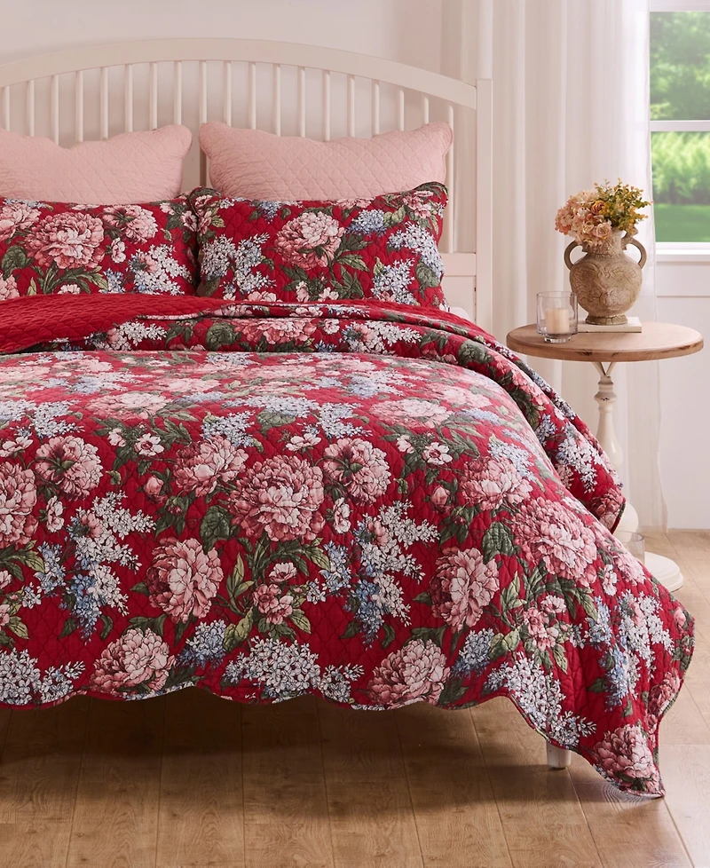Greenland Home Fashions Millie Modern Floral Print 3-Pc. Quilt Set, King