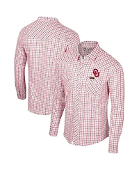 Colosseum x Wrangler Men's White Oklahoma Sooners Plaid Windowpane Long Sleeve Full-Snap Shirt