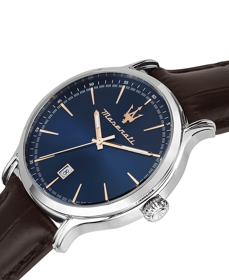 Maserati Men's Date Brown Leather Watch, 42mm