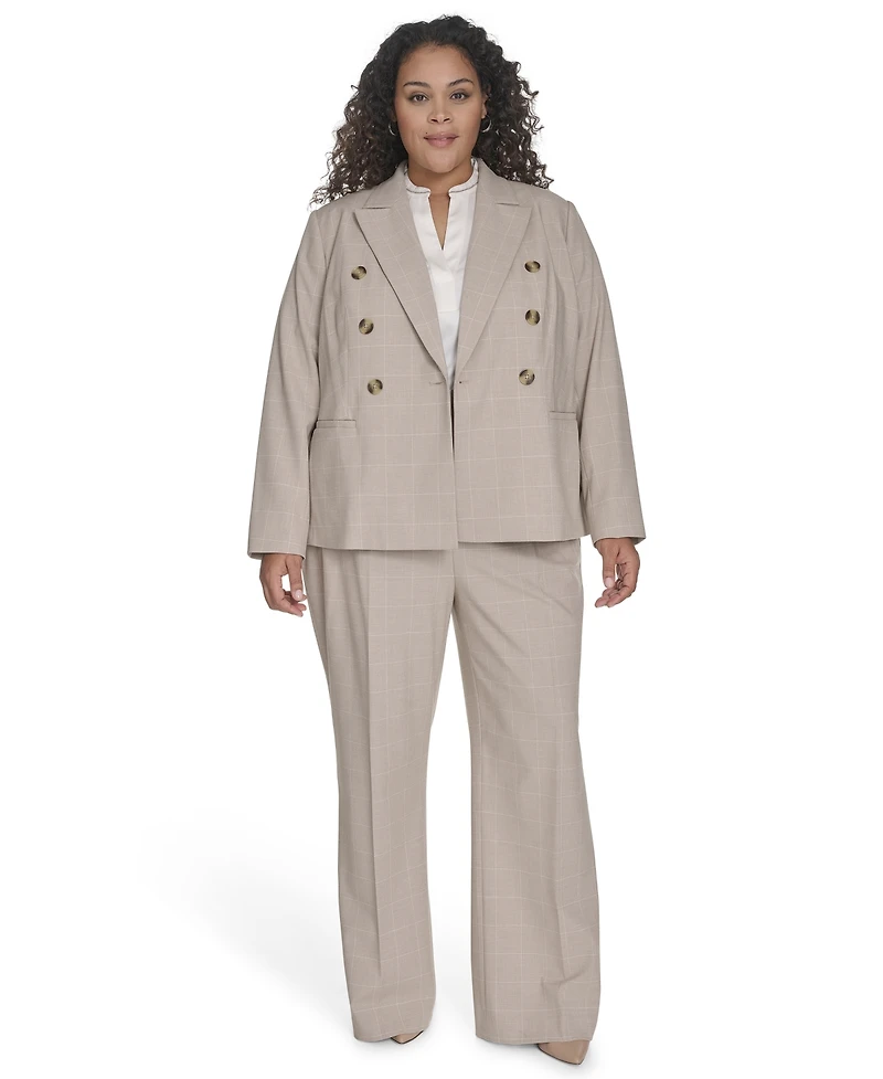 Calvin Klein Plus Windowpane Double-Breasted Jacket