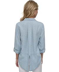 Dkny Jeans Women's Roll-Tab-Sleeve Button-Front Shirt