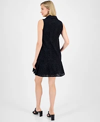 Robbie Bee Women's Cotton Sleeveless Eyelet Shift Dress