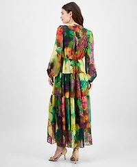 Robbie Bee Women's V-Neck Long-Sleeve Maxi Dress