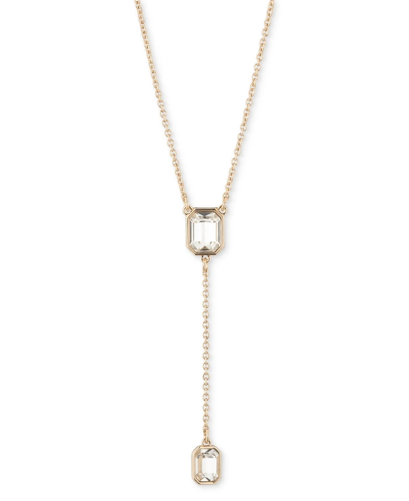 Lauren Ralph Lauren Gold-Tone Crystal Lariat Necklace, 16" + 3" extender