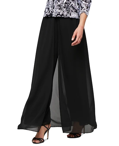 Alex Evenings Petite Wide-Leg Chiffon-Overlay Pants