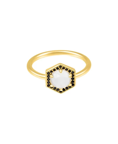 Adornia Fine Moonstone Hexagon Ring 14k gold vermeil