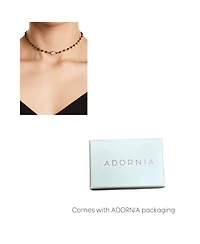 Adornia Fine Rosary Choker Necklace moonstone black spinel silver