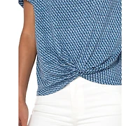 Liverpool Los Angeles Petite Twist-Hem Flutter-Sleeve Top