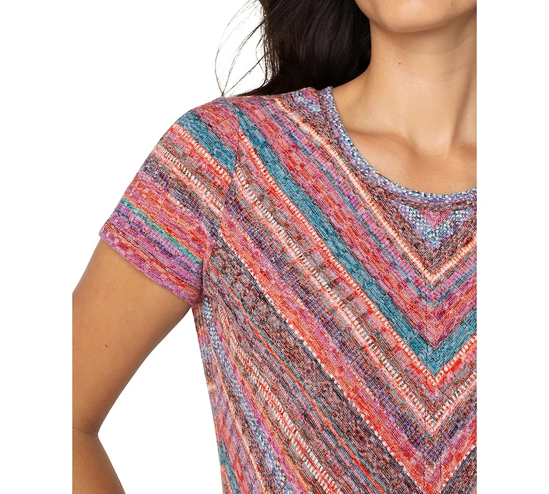 Liverpool Los Angeles Petite Short-Sleeve Scoop-Neck Knit Top