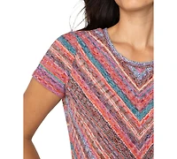 Liverpool Los Angeles Petite Short-Sleeve Scoop-Neck Knit Top