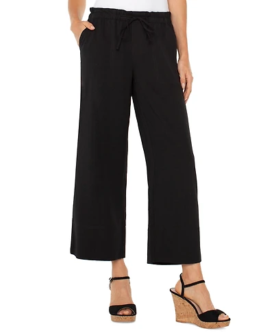 Liverpool Los Angeles Petite Cropped Pull-On Wide-Leg Pants
