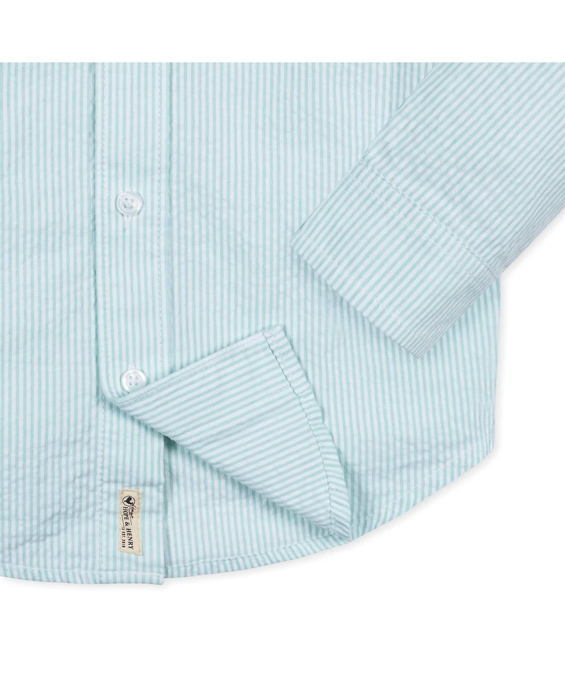 Hope & Henry Boys Long Sleeve Seersucker Button Down Shirt