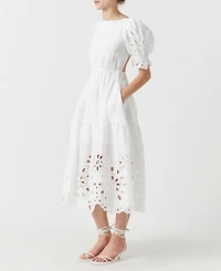 English Factory Women's Boat-Neck Linen Midi Dress