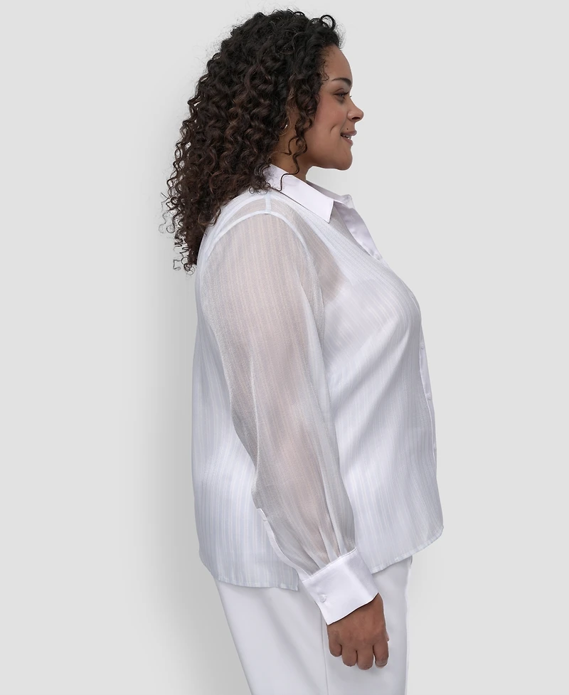 Dkny Plus Striped Button-Front Shirt