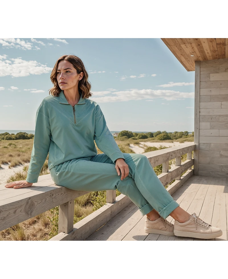 Three Dots Women's Jeanine Quarter-Zip Pullover Sweater