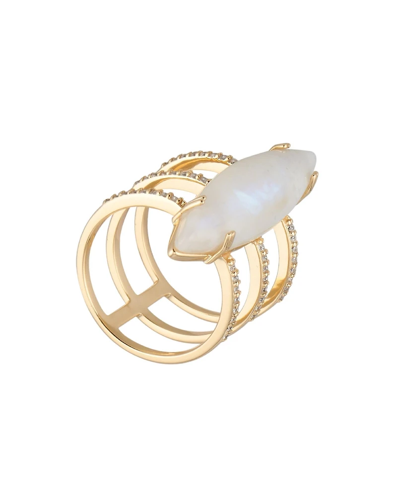 Adornia Fine Moonstone Marquis Ring 14k gold vermeil