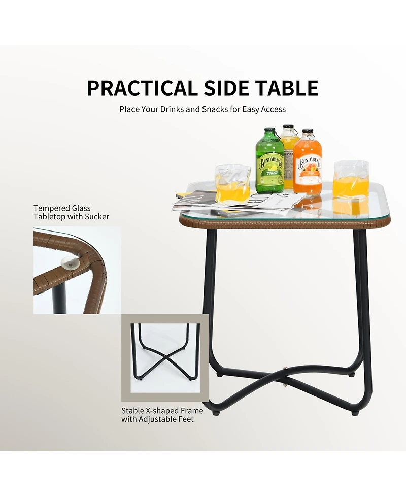 Gymax 3 Piece Patio Conversation Furniture Set Outdoor Bistro Set w/ Cushions