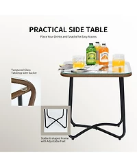 Gymax 3 Piece Patio Conversation Furniture Set Outdoor Bistro Set w/ Cushions