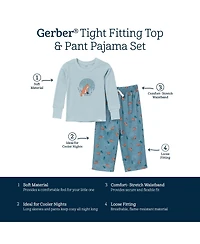 Gerber Toddler Boys 2-Piece Pajama Long Sleeve Top and Pant Set