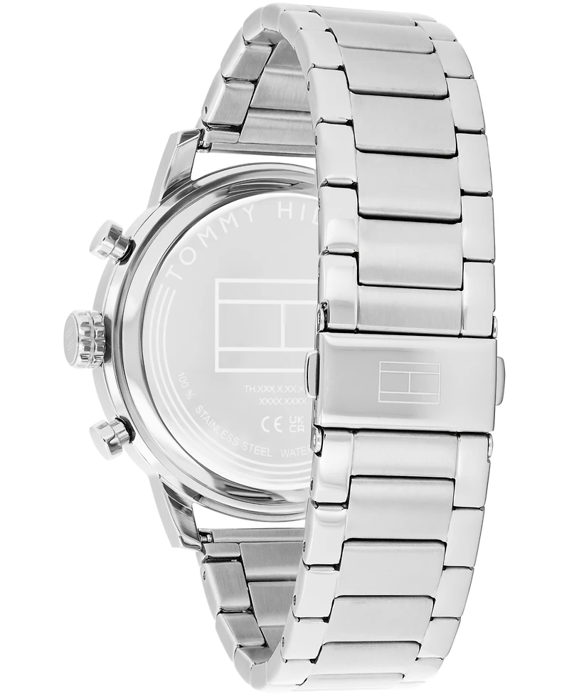 Tommy Hilfiger Men's Multifunction Silver-Tone Stainless Steel Bracelet Watch, 46mm