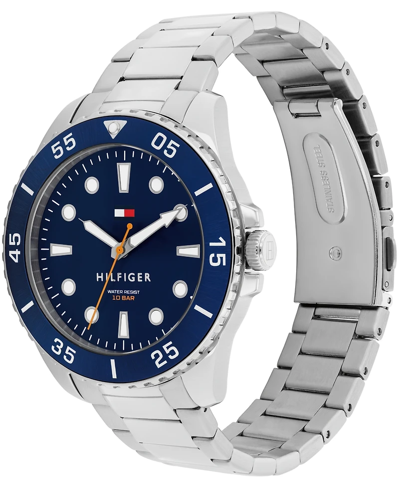 Tommy Hilfiger Men's Quartz Silver-Tone Stainless Steel Bracelet Watch