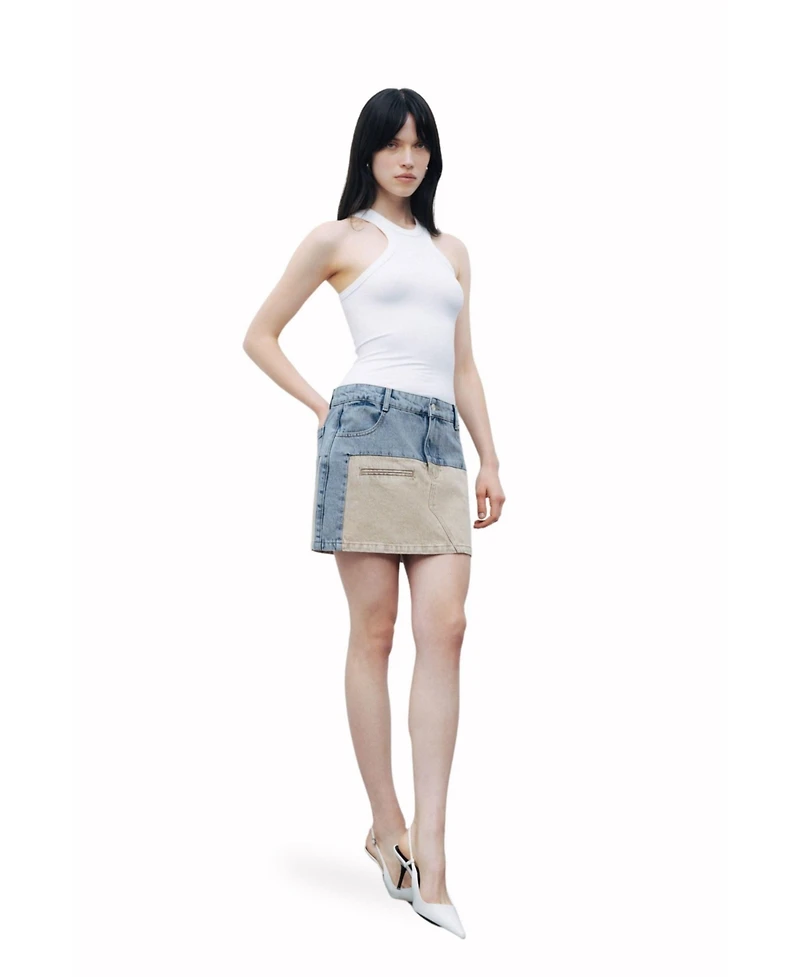 Nocturne Women's Washed Mini Denim Skirt