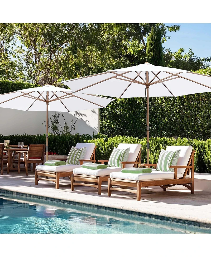 Yescom 13FT Large Outdoor Patio Umbrella UV30+ Wood 8 Rib Pole for Table Beach Yard Garden Wedding Deck Cafe Pool White