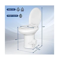 SereneLife Rv Plastic Bowl Gravity Flush Toilet with Hose Connector, Hand Sprayer, and Installation Kits