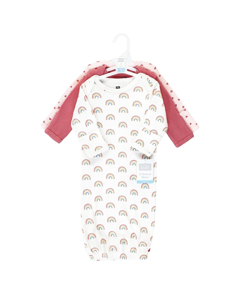 Hudson Baby Girls Thermal Gown 3pk