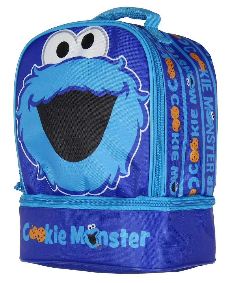 Sesame Street Cookie Monster Dual-Compartment Insulated Lunch Box Bag Tote