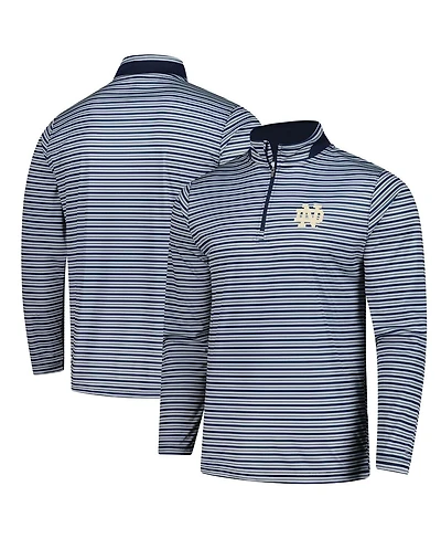 Colosseum Men's Navy Notre Dame Fighting Irish Striped Quarter-Zip Sweatshirt
