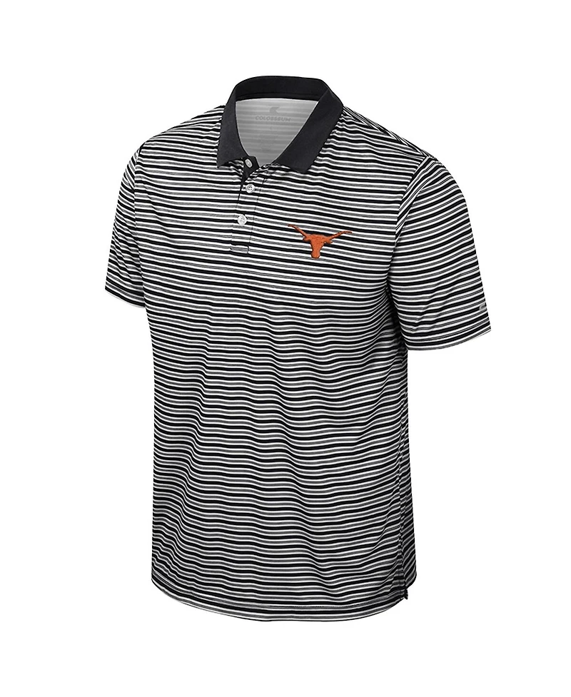 Colosseum Men's Black Texas Longhorns Striped Polo Shirt