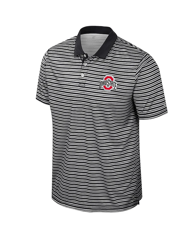 Colosseum Men's Black Ohio State Buckeyes Striped Polo Shirt