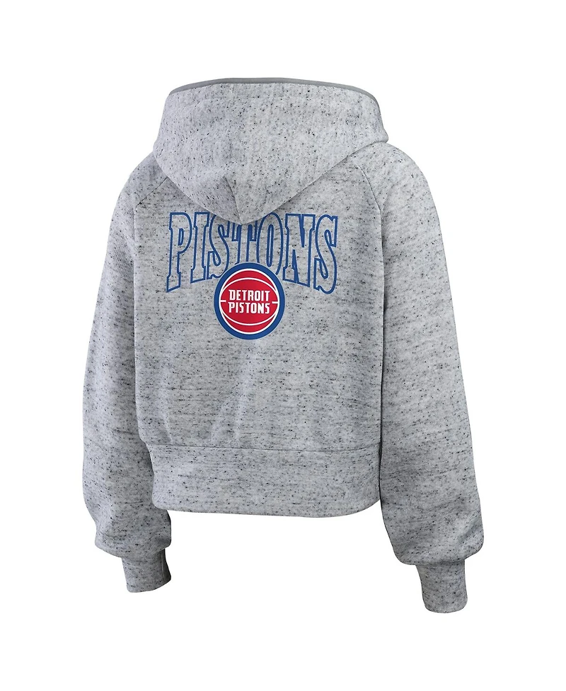 Wear by Erin Andrews Women's Heather Gray Detroit Pistons Speckled Radiator Full-Zip Hoodie