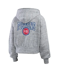 Wear by Erin Andrews Women's Heather Gray Detroit Pistons Speckled Radiator Full-Zip Hoodie