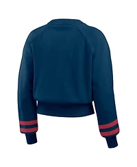 Wear by Erin Andrews Women's Navy Atlanta Braves Vintage Washed Cropped Pullover Sweatshirt