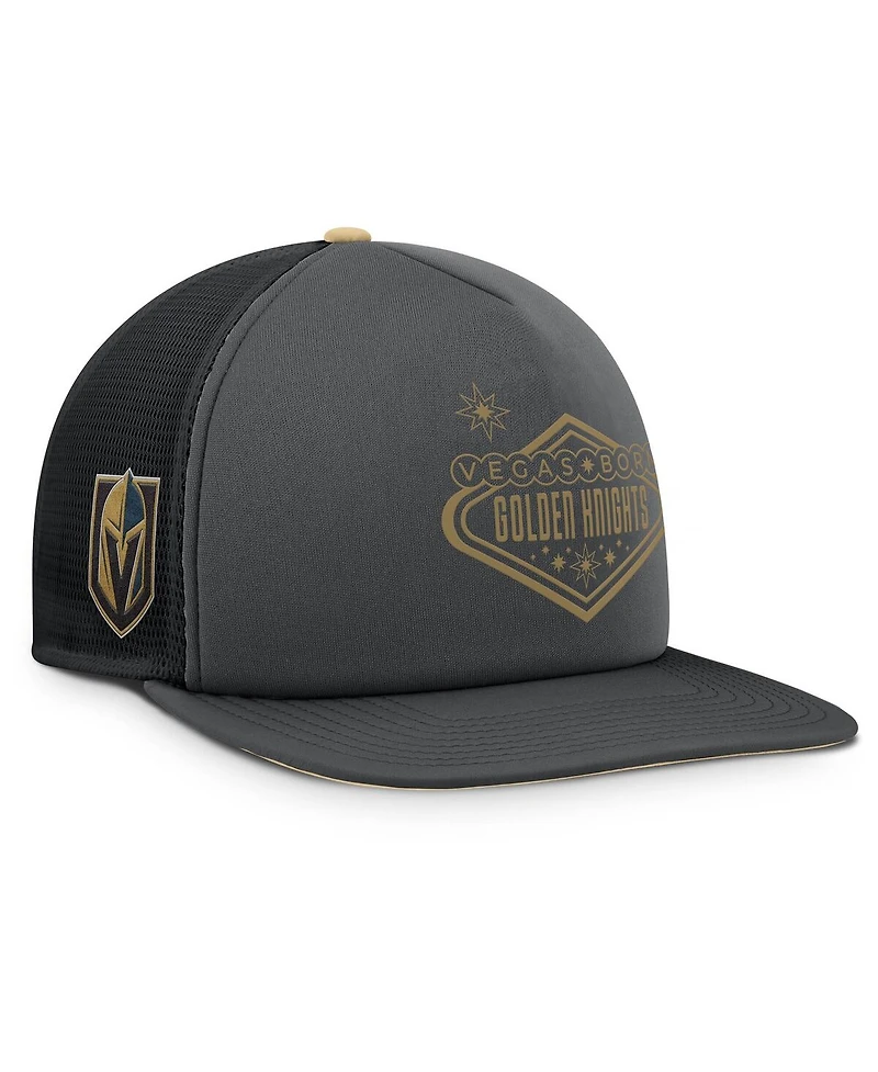 Fanatics Men's Gray/Gold Vegas Golden Knights Authentic Pro Hometown Rink Foam Trucker Snapback Hat