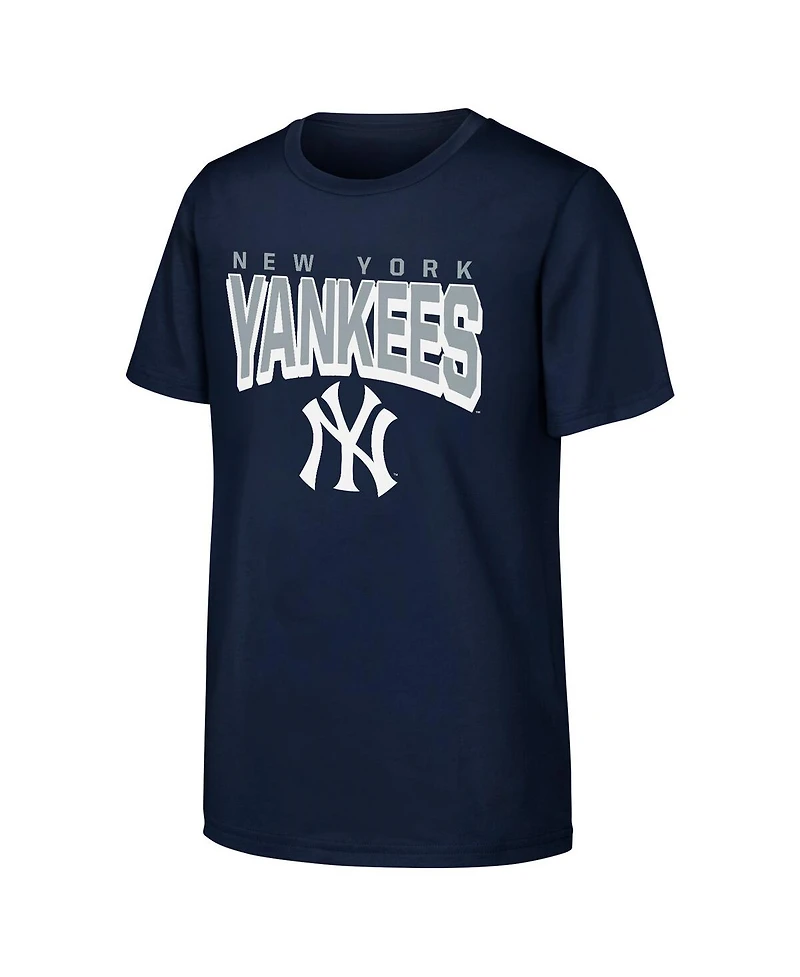 Outerstuff Big Boys and Girls Navy New York Yankees On The Block T-Shirt