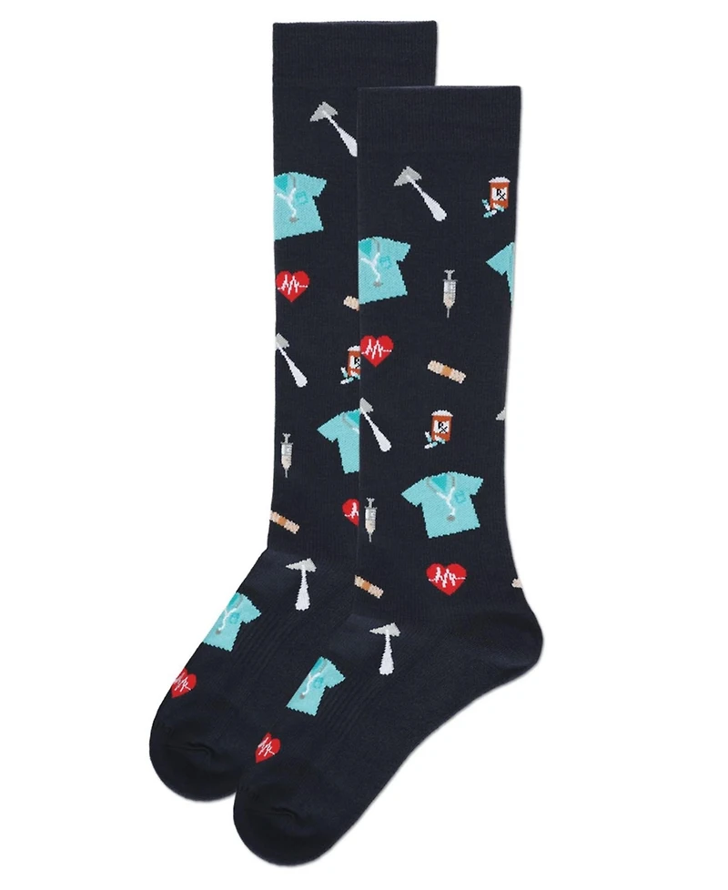 MeMoi Women's Medical Themed 8-15mmHg Graduated Compression Socks MFY08330